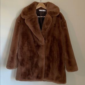 Mango faux fur tan/brown coat